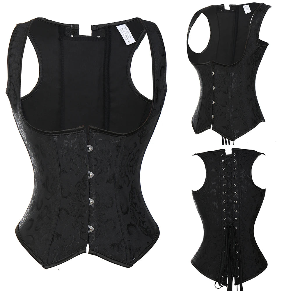 Waist Training Corset Vest Women Lace Up Boned Steampunk Bustiers Top Sexy Corselet Burlesque Clothing Gothic Party Costume