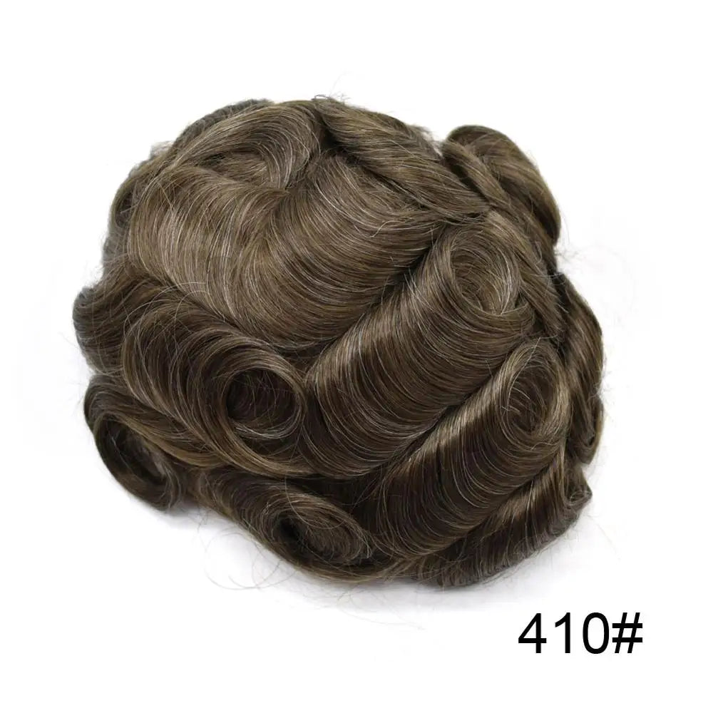Invisible Full Poly Mens Toupee Thin Skin Hair System For Men 100% Human Hair Replacement All Clear PU Mens Wig