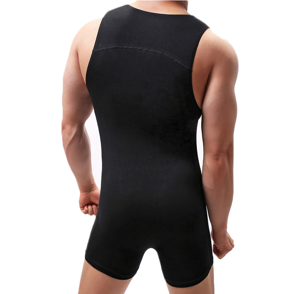 Sexy Mens Undershirts Modal Seamless Bodysuits Sports Fitness Wresting Singlet Jumpsuits Shorts Slip Homme Sleepwear Underwear