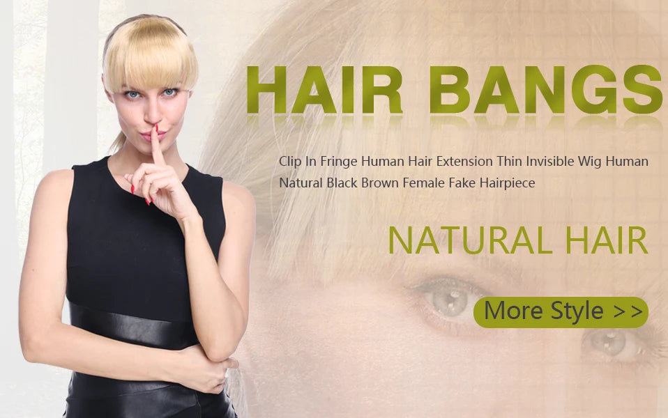 S-noilite 8g Natural Hair Bangs Fringe Human Hair Bangs Wig Human Hair Clip in Extensions Irregular Fringe Hairpiece For Women