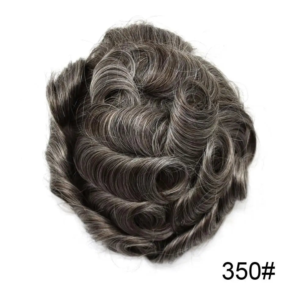 Invisible Full Poly Mens Toupee Thin Skin Hair System For Men 100% Human Hair Replacement All Clear PU Mens Wig