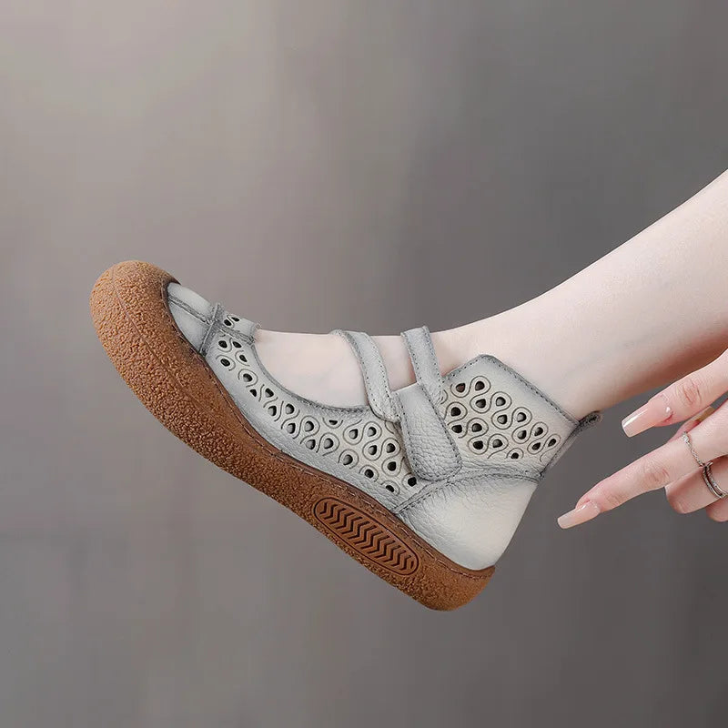 GKTINOO 2026 Summer Retro Handmade Women's Shoes Genuine Leather Soft Bottom Mom Sandals Cowhide Hollow Out Casual Sandal Boots