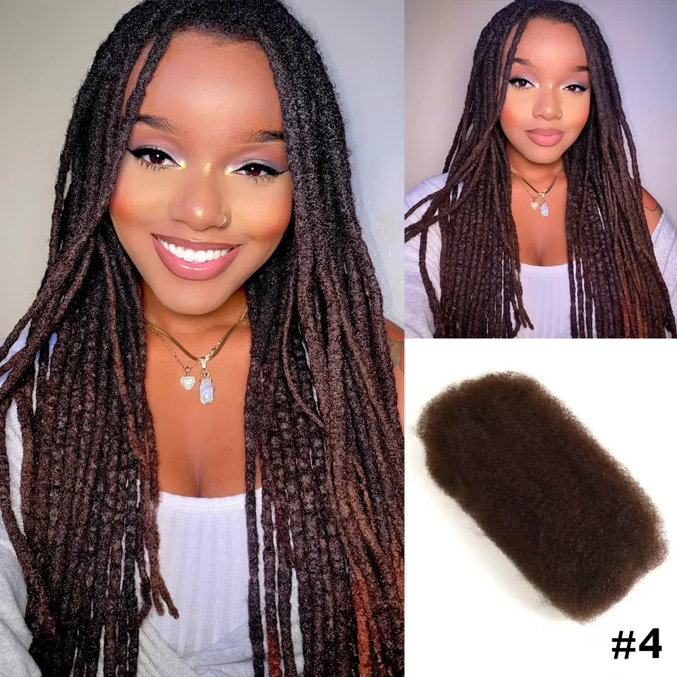 Afro Kinky Bulk Human Hair Extensions QVR US Local Shipping Natural Black/Brown Lightweight For Braiding Styling Everyday Wear