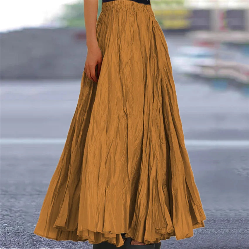Fashionable Pleated A-line Skirt Spring Summer New Women's Solid Color Half Length Skirt With Elegant Pleats Floor Length Skirt