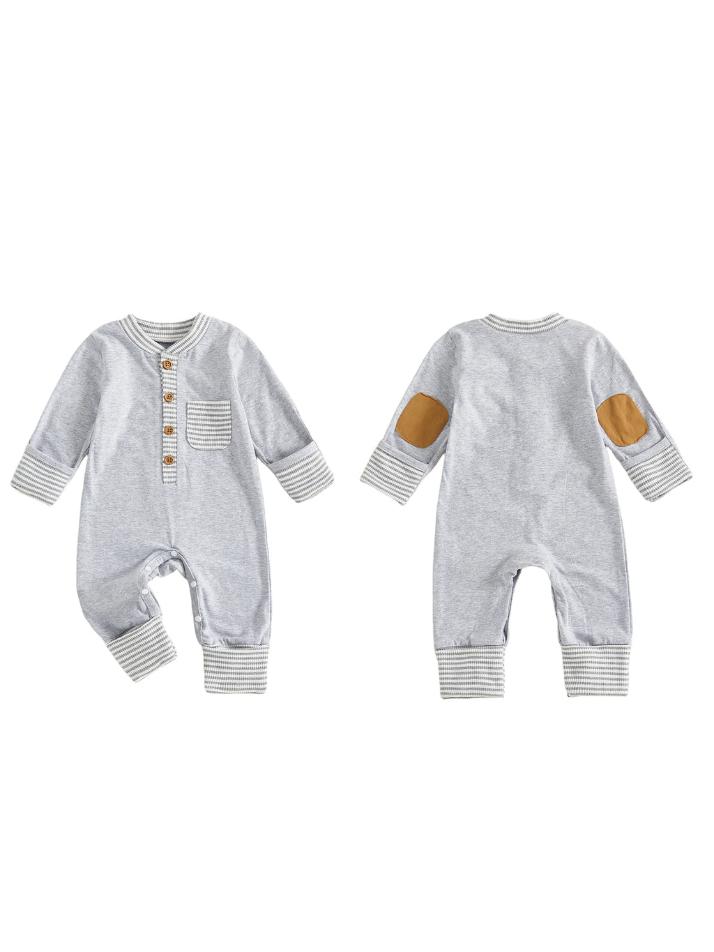 Lioraitiin Baby Boys Jumpsuit Long Sleeve Striped Patchwork Casual Autumn Newborn Romper Clothes