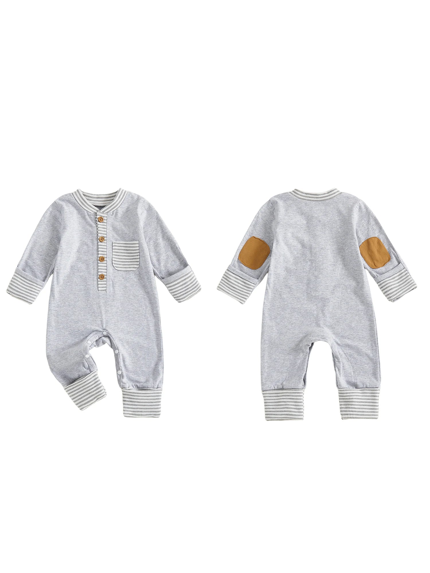 Lioraitiin Baby Boys Jumpsuit Long Sleeve Striped Patchwork Casual Autumn Newborn Romper Clothes