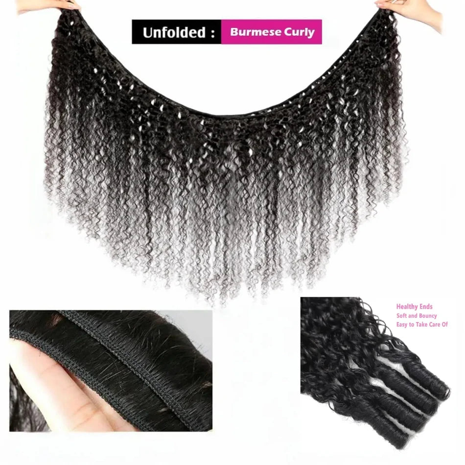 12A Burmese Curly Bundles Human Hair 3C4A Water Wave With Spiral Curly End 100% Unprocessed Raw Hair Sew In For Women 18 30 Inch