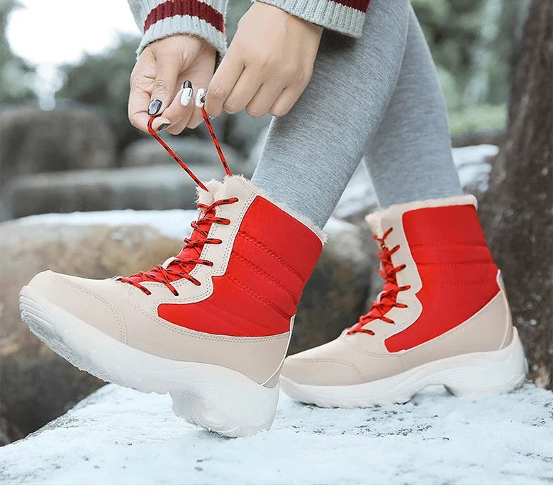 Women Boots Winter Platform Heels Snow Boots for Wamen 2023 Trend Fur Warm Ankle Boots Female Plush Winter Waterproof Shoes