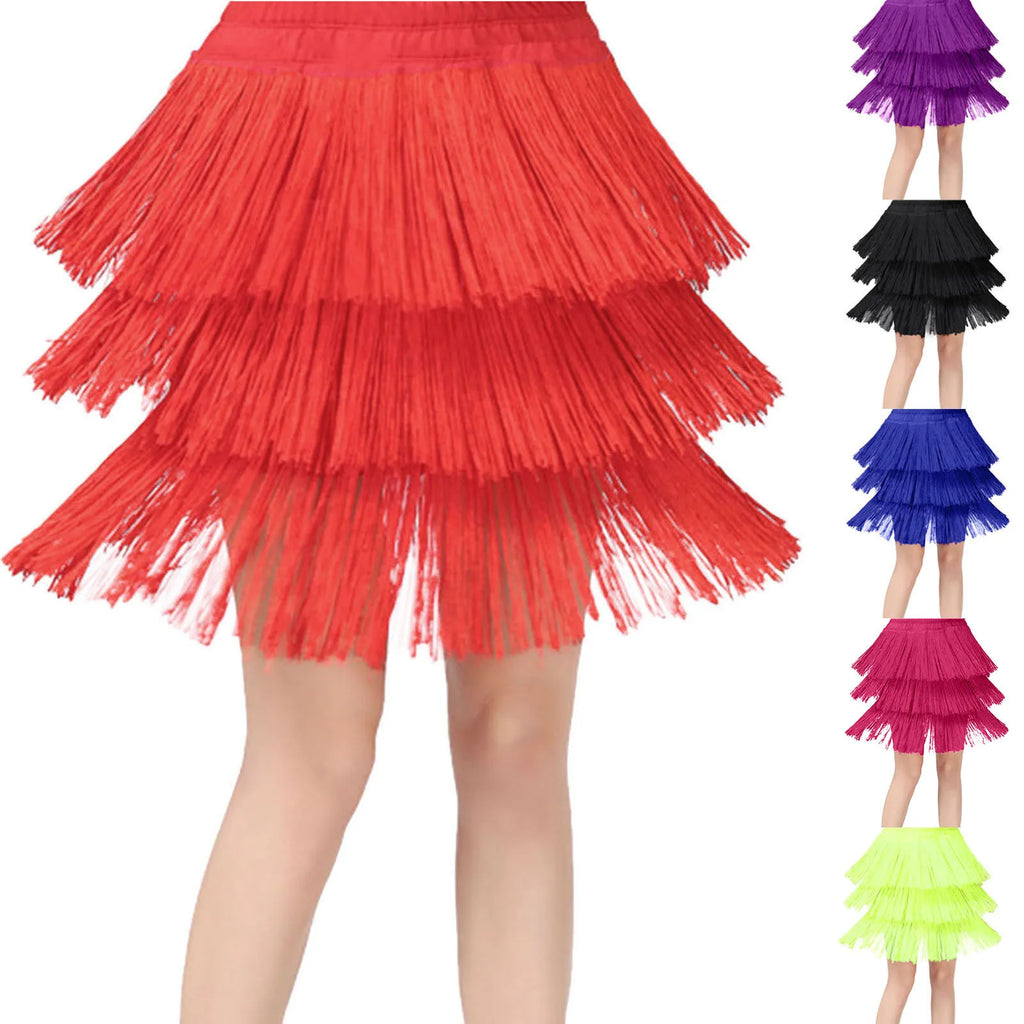 Girl dresses Kids Girls Tassel Dance Skirt Latin Ballroom Layered Fringe Dancewear vestidos para niñas