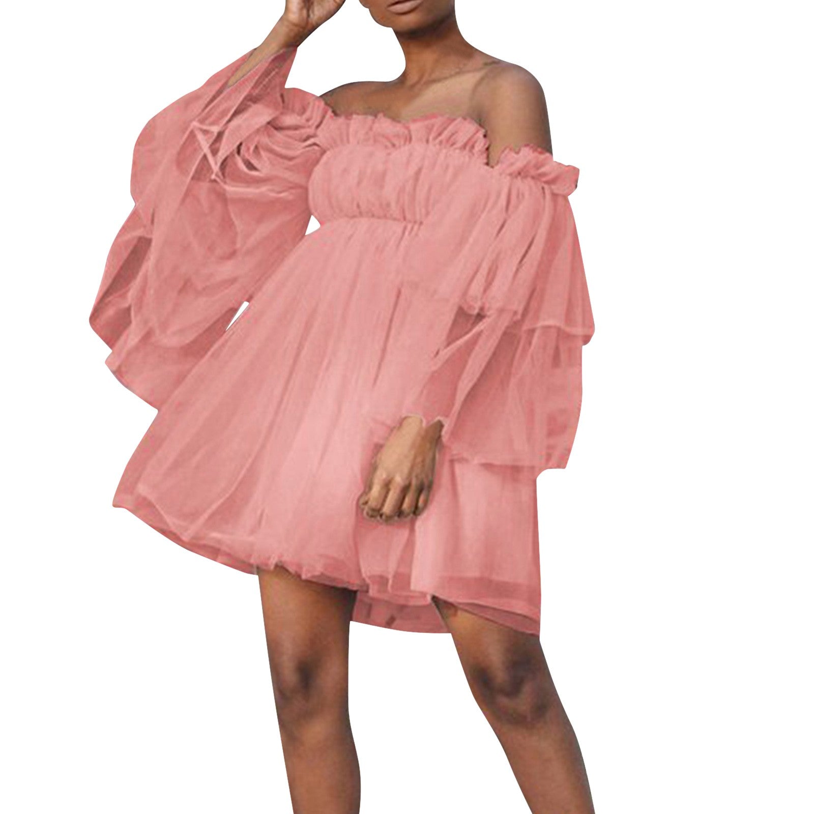 Off Shoulder Ruffle Dresses For Women Elegant Summer High Waist Loose Wedding Dress Summer Women's Dresses Beach Female Dress