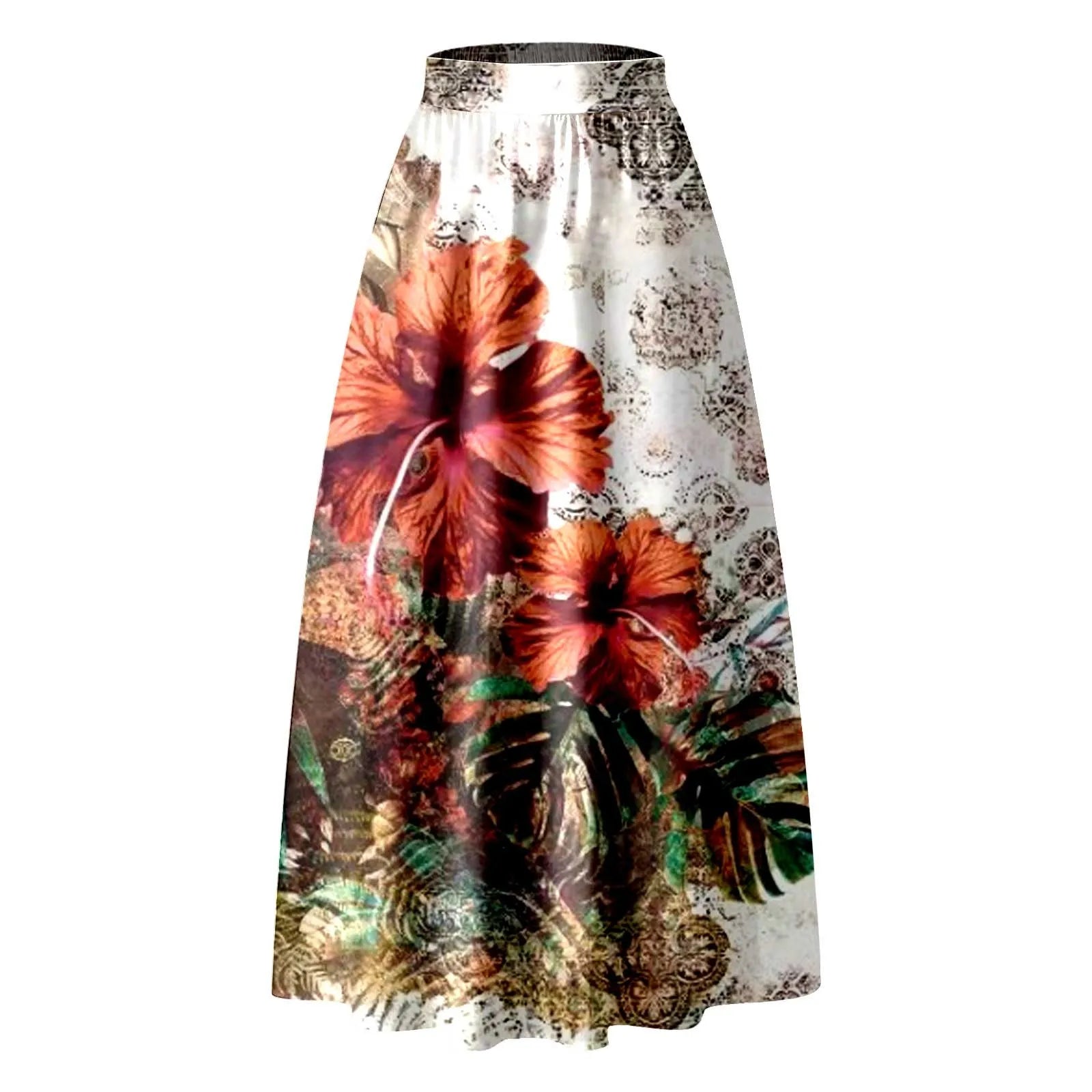 New Colored Flower Wrapped Hip Dresses For Formal Occasions Bohemian Floral Print Maxi Skirt High Waist Pocket Party Dress
