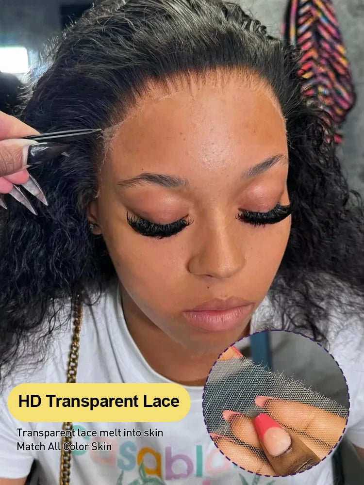 40 Inch Deep Wave 13x6 Hd Lace Frontal Human Hair Wigs 250 Density Brazilian Curly Water Pre Cut Lace Glueless Wig Ready To Wear