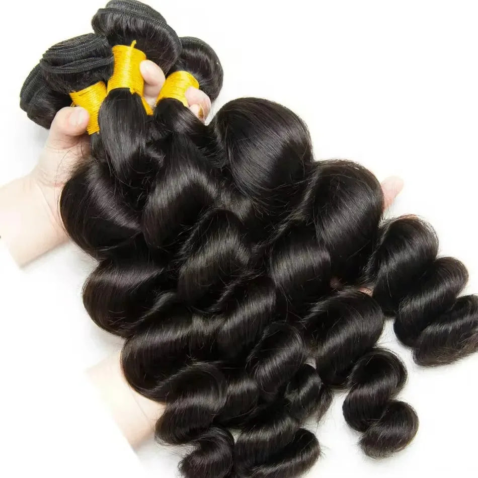 Wiglovie Loose Wave Human Hair Bundle 3 Bundle Deals 15A Peruvian Raw Curly 3/4 Pcs Double Weft Bundles Extensions For Women