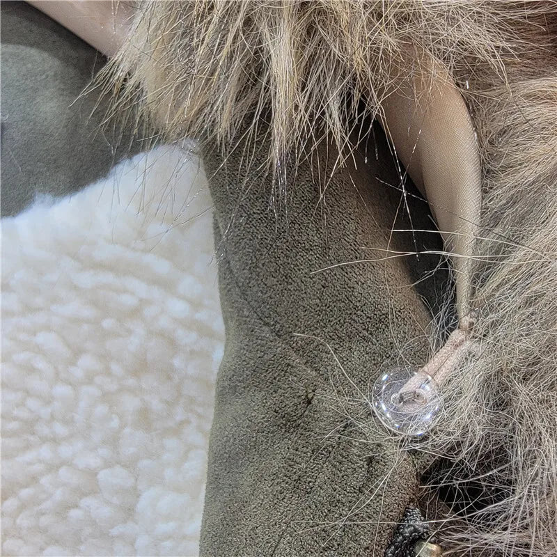 DEAT Women's Suede Coat Detachable Fur Collar Thick Plush Warm Female Short Style Jackets 2026 Winter New Fashion 29A3803