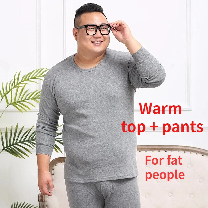 Winter Thermal Underwear Suit Man 6XL Size Fleece keep warm Men Long Johns Loose Elasticity Homewear Nightwear