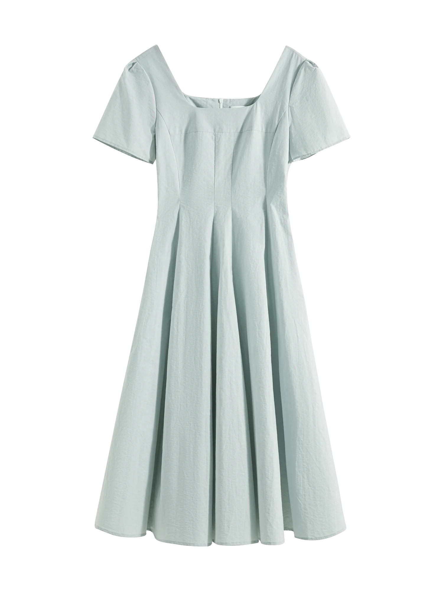FSLE Gentle Temperament High Waist Short Sleeve Square Collar A-line Dress Female Summer 2025 New Arrival Long Dress 25FS12104