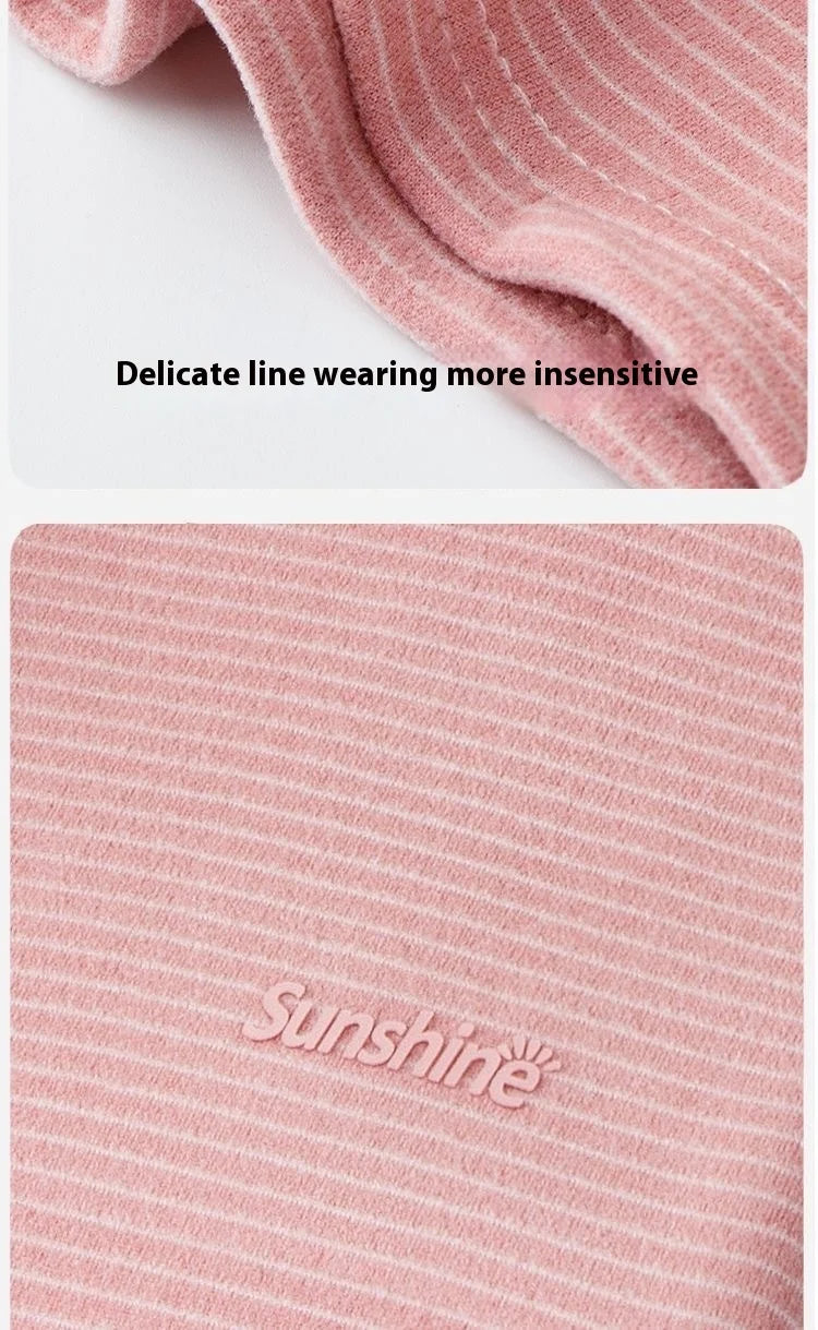 New Autumn/Winter Cashmere and Silk Round-Neck Thermal Set Striped Thermal Underwear for Men and Women Base Layer Undergarments