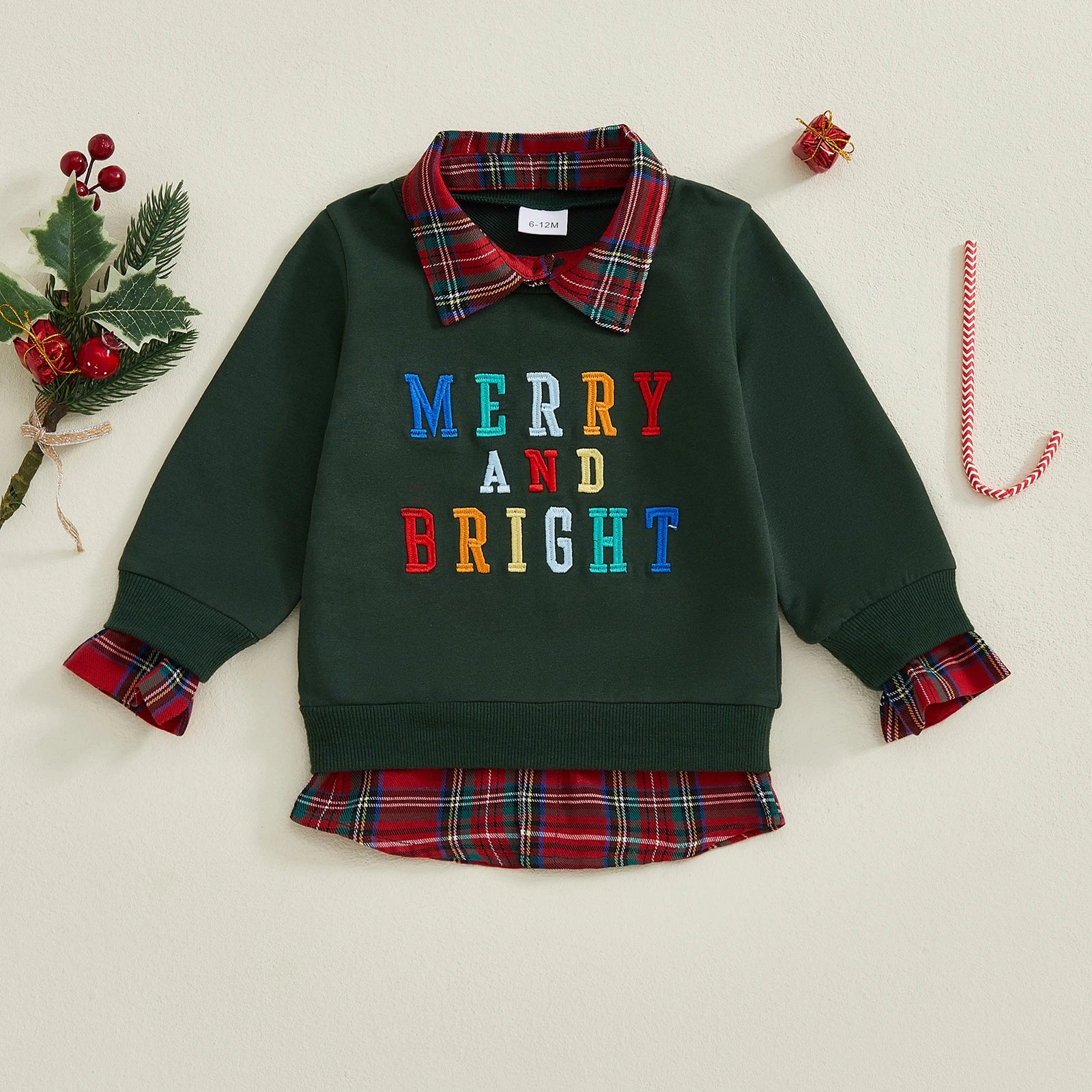 Lioraitiin Kids Boys Girls Sweatshirt Long Sleeve Embroidery Letters Patchwork Hoodie Pullover Christmas Costume Tops