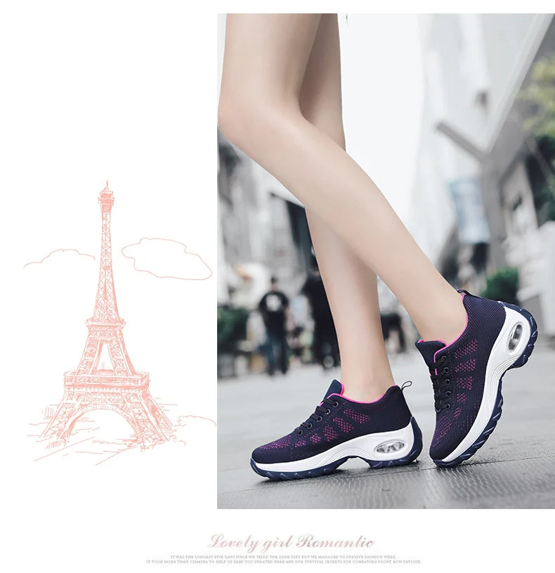 2025 Women's Fashion New Product: Sports Walking Shoes Breathable and Lightweight Casual Walking Platform Shoes Calzados Mujeres