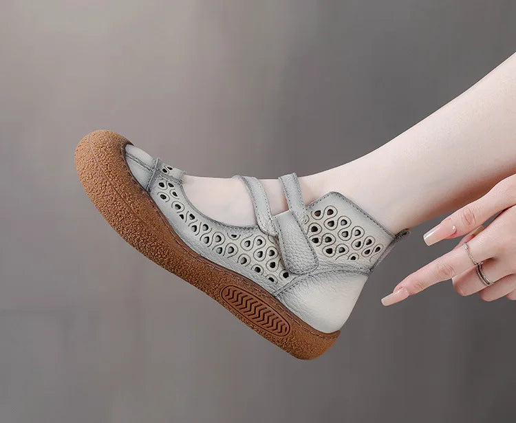GKTINOO 2026 Summer Retro Handmade Women's Shoes Genuine Leather Soft Bottom Mom Sandals Cowhide Hollow Out Casual Sandal Boots