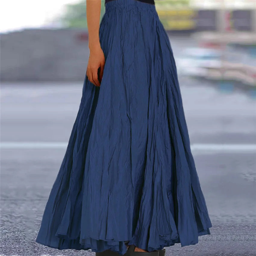 Fashionable Pleated A-line Skirt Spring Summer New Women's Solid Color Half Length Skirt With Elegant Pleats Floor Length Skirt