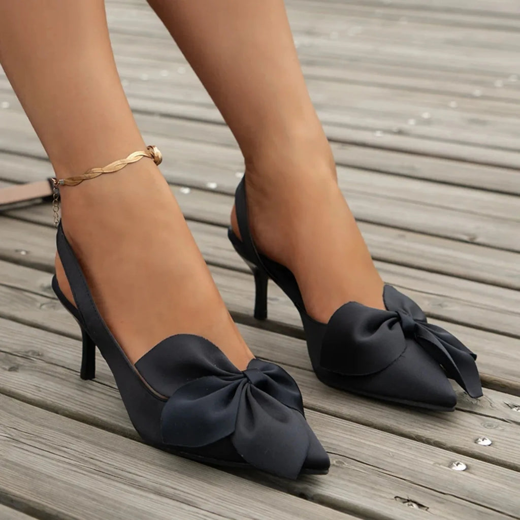 Sandals Summer Women Luxury Brand High Heels Sandalias Sexy Pointed Toe Slip on Bow Casual Shoes Office High Heels Women Sandals