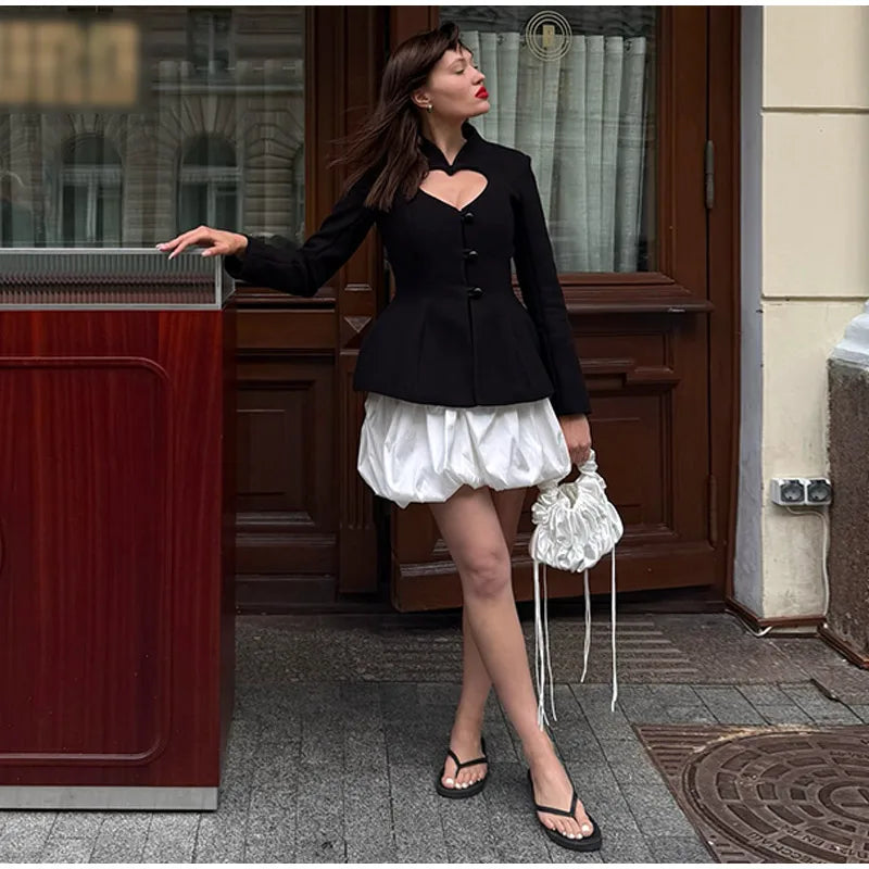 Vintage Stand Collar Velvet Frog Button Blazer Women Solid Long Sleeve Slim Cropped Jackets 2026 Spring Lady Fashion Outwear New