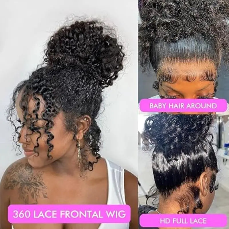Curly Wigs 360 Full Lace Wig Deep Wave Water Wave Human Hair 1b Black Wig Invisi Strap Hd Lace Wigs 250 Density Bleached Knoted
