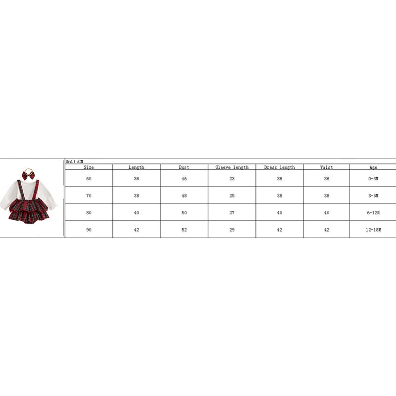 2024-08-08 Lioraitiin Baby Girls 3Pcs Christmas Outfits Long Sleeve Tops + Suspender Romper Dress + Headband Set