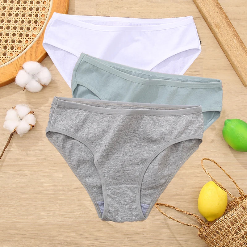 3PCS/Set Cotton Panties Women Briefs Jacquard Design Women Panties Sexy Female Underpants Solid Color Intimate Pantys S-XL
