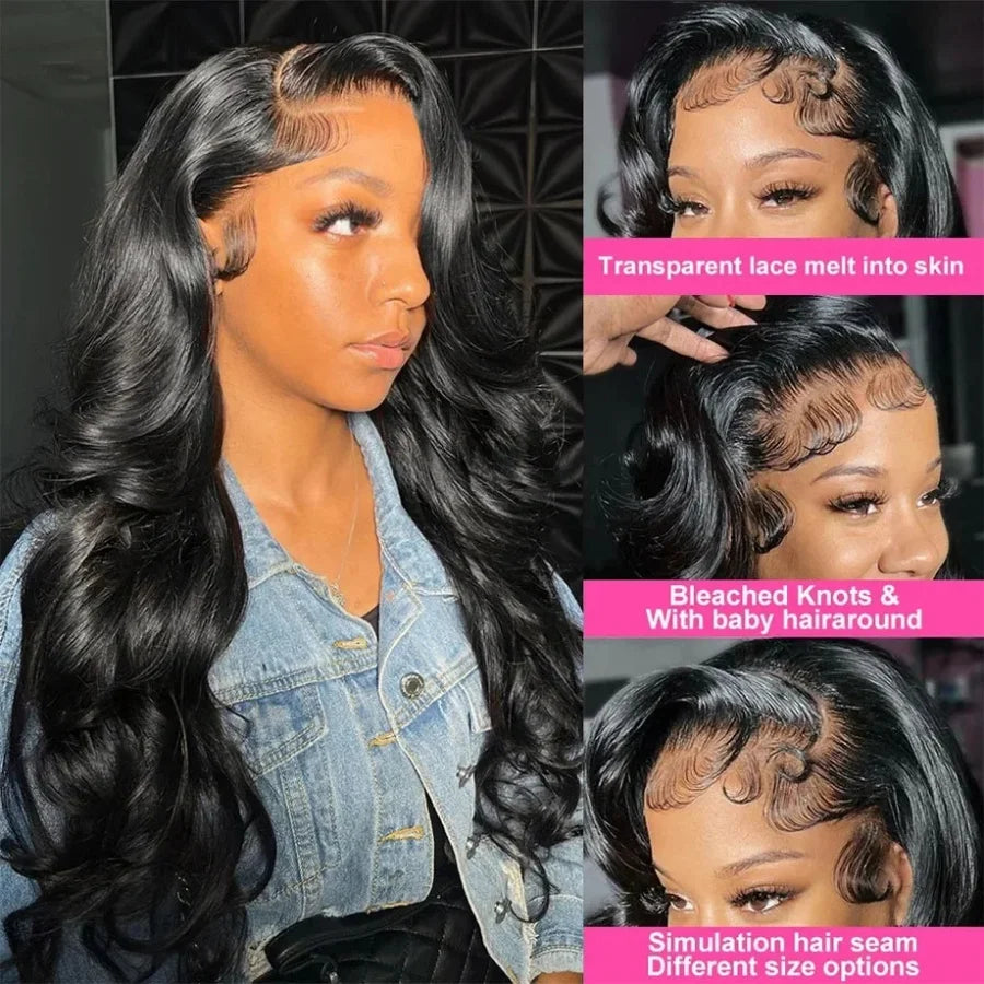30 40 Inch Body Wave Wigs Human Hair 200% 13x4 13x6 HD Transparent Lace Frontal Wig Pre Plucked With Baby Hair Glueless Wig