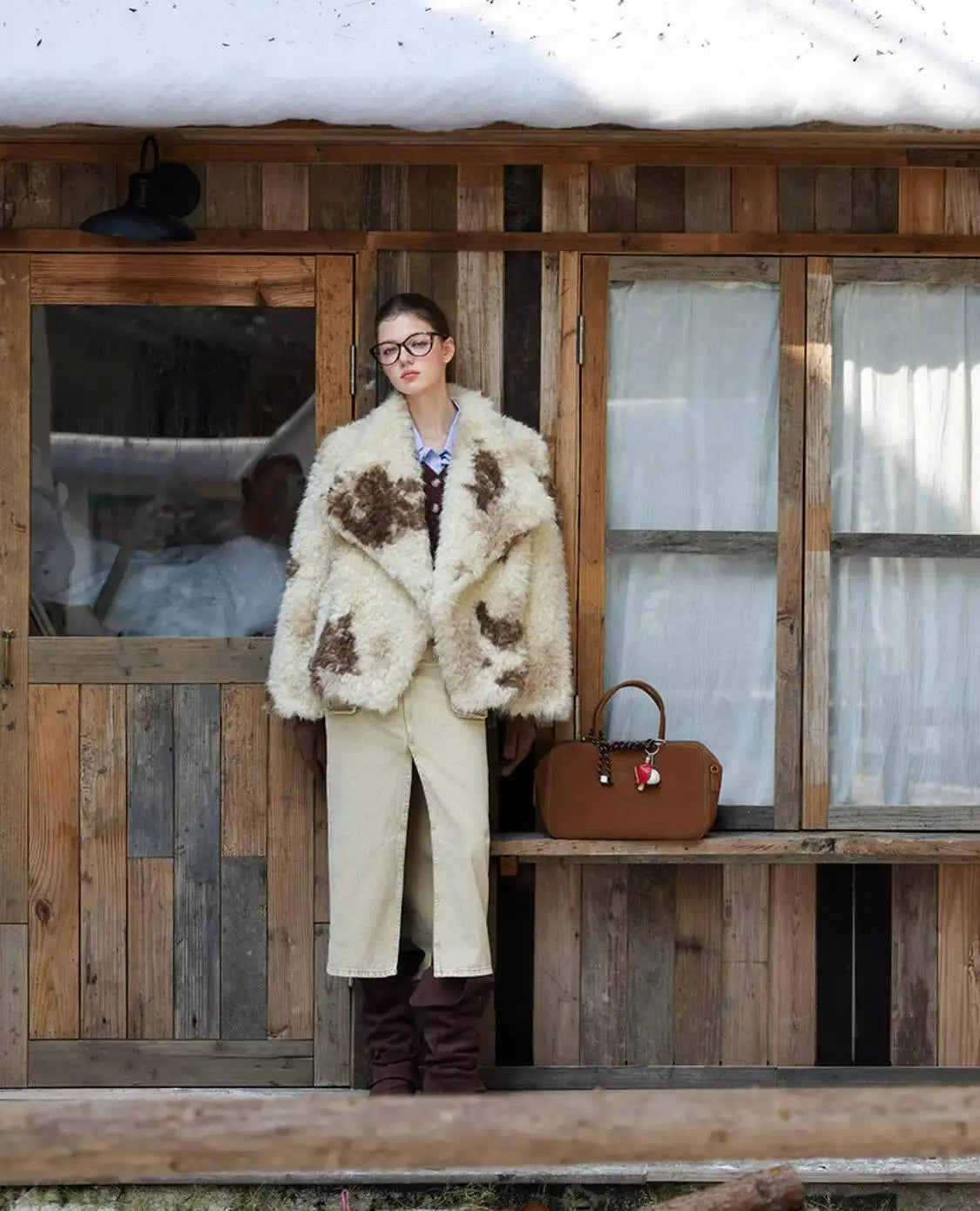 HIGH QUALITY Winter Large Lapel Curly Lamb Fur Coat Long sleeve Warm Shaggy Tie dye Gradient Faux Fur Jacket Loose Outerwear