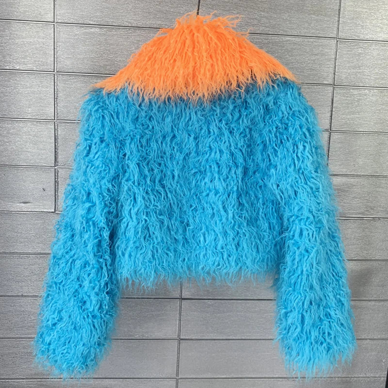 DEAT 2025 Fashion Winter Turn-Down Collar Faux Fur Short Coat For Women Versatile Loose Lamb Wool Jacket Female 11A06261