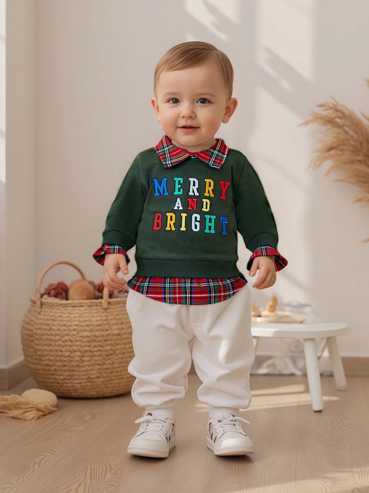 Lioraitiin Kids Boys Girls Sweatshirt Long Sleeve Embroidery Letters Patchwork Hoodie Pullover Christmas Costume Tops