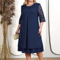 Womens Loose Elegant Formal Dress Summer Flower Embroidery O Neck Large Size Casual Chiffon Dress Wedding Festive Cocktail Dress
