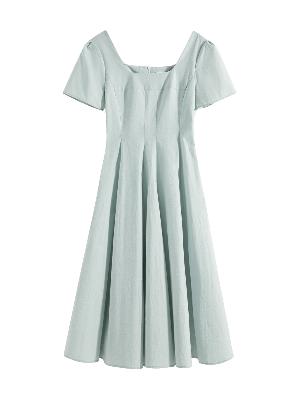 FSLE Gentle Temperament High Waist Short Sleeve Square Collar A-line Dress Female Summer 2025 New Arrival Long Dress 25FS12104
