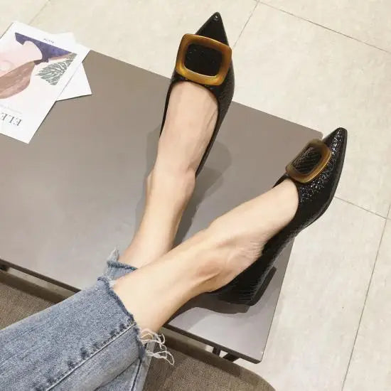 Flat Shoes Women Snakeskin Pointed Women Flats Large Size 44 45 46 Zapatillas Mujer Spring Summer Casual Shoes Small Size 32 33