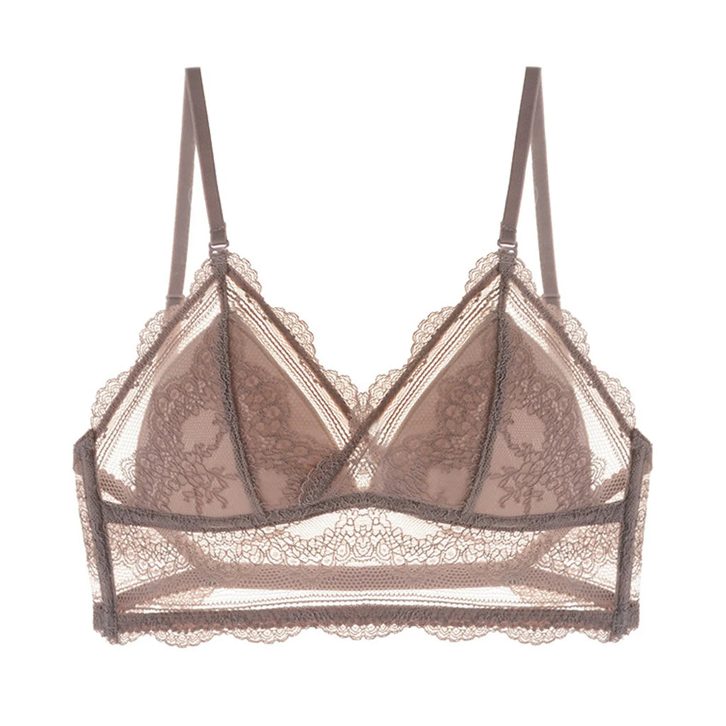 Sexy Low Back Bras Ladies U Backless Invisible Lace Wireless Bra Bralette Mesh Ultra Thin Seamless Underwear Women Lingerie