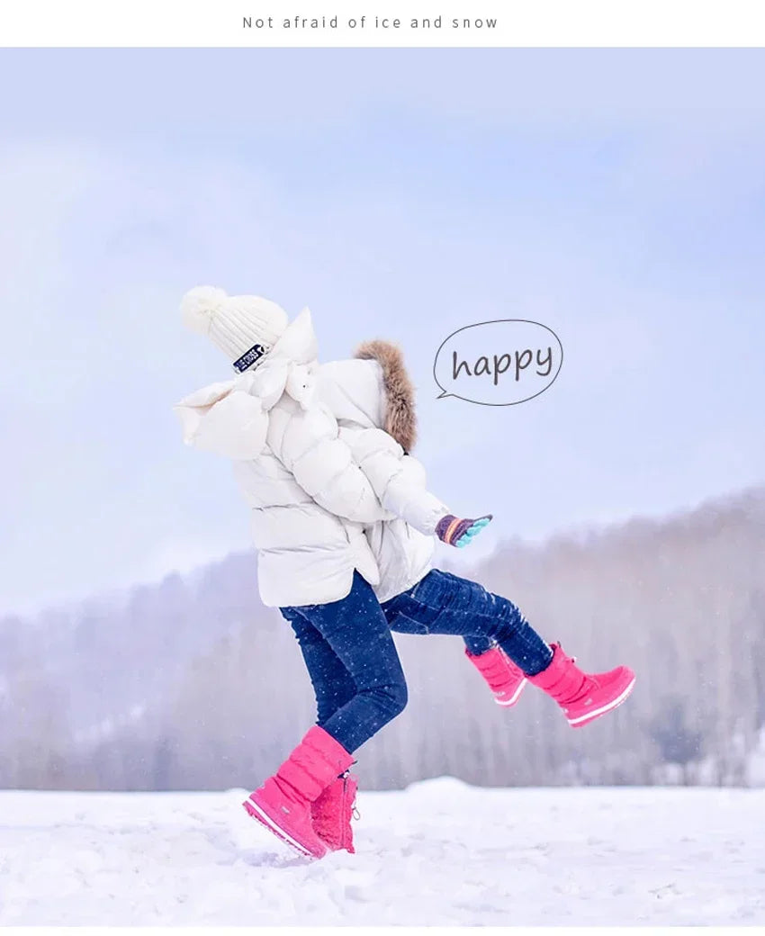 White Women Boots Winter Shoes Warm Plush Mid-calf Boots Waterproof Rubber Non-slip Platform Snow Boots Female Plus Size 42
