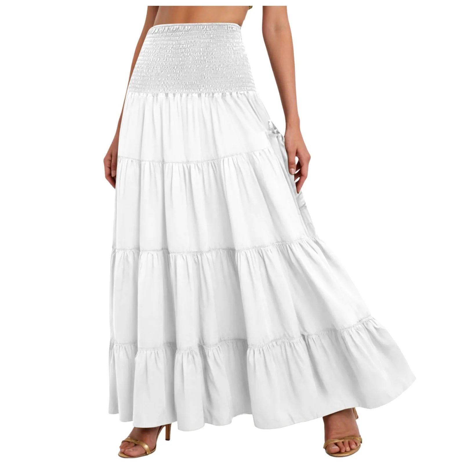 Boho Fairy Skirts Women Tiered Convertible Bustier Dress with Pockets Vintage Hippie Gypsy A-Line Maxi Skirt Versatile Sarong
