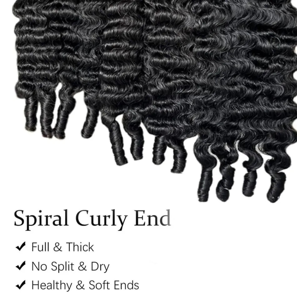 12A Burmese Curly Bundles Human Hair 3C4A Water Wave With Spiral Curly End 100% Unprocessed Raw Hair Sew In For Women 18 30 Inch