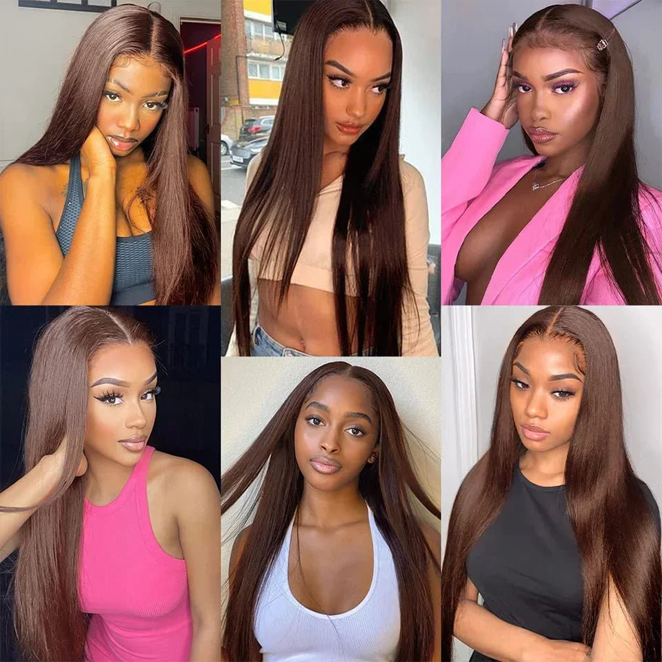 Straight #4 Chocolate Brown Raw Virgin Human Hair Weave Bundles 1/3/4Pcs Indian Bone Straight Extension For Women Sale Clearance