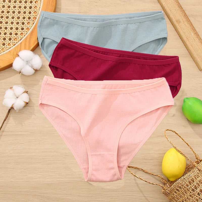 3PCS/Set Cotton Panties Women Briefs Jacquard Design Women Panties Sexy Female Underpants Solid Color Intimate Pantys S-XL