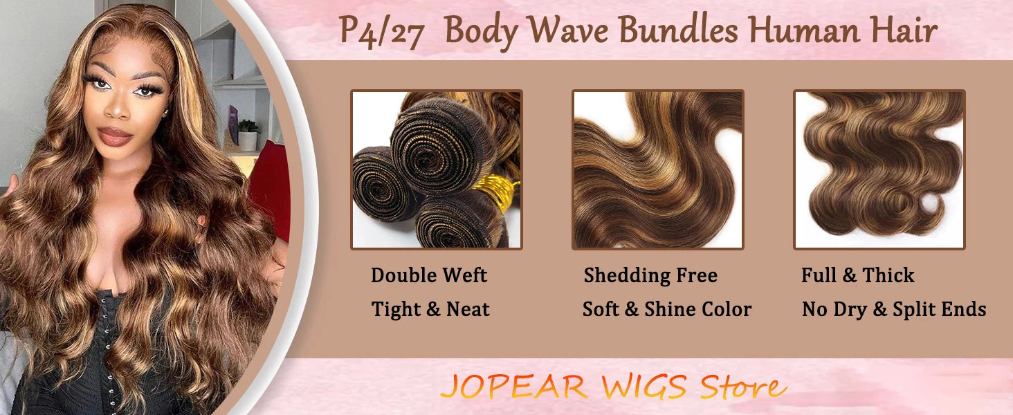 14A Highlight Ombre Body Wave Bundles Human Hair 100% Unprocessed Brazilian Colored 1 3 4 Pcs Raw Hair Bundles Weave Extensions
