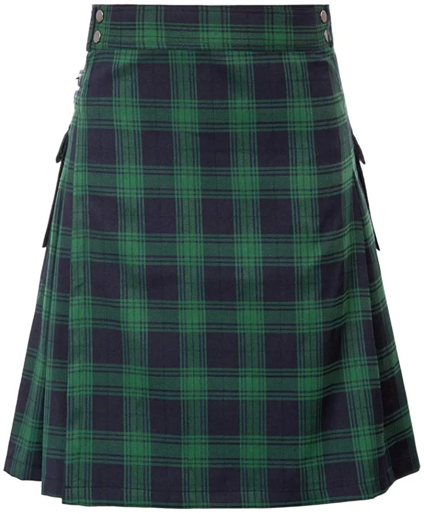 Men's Scottish Festive Skirt Men's Check Contrast Pleated Skirt
