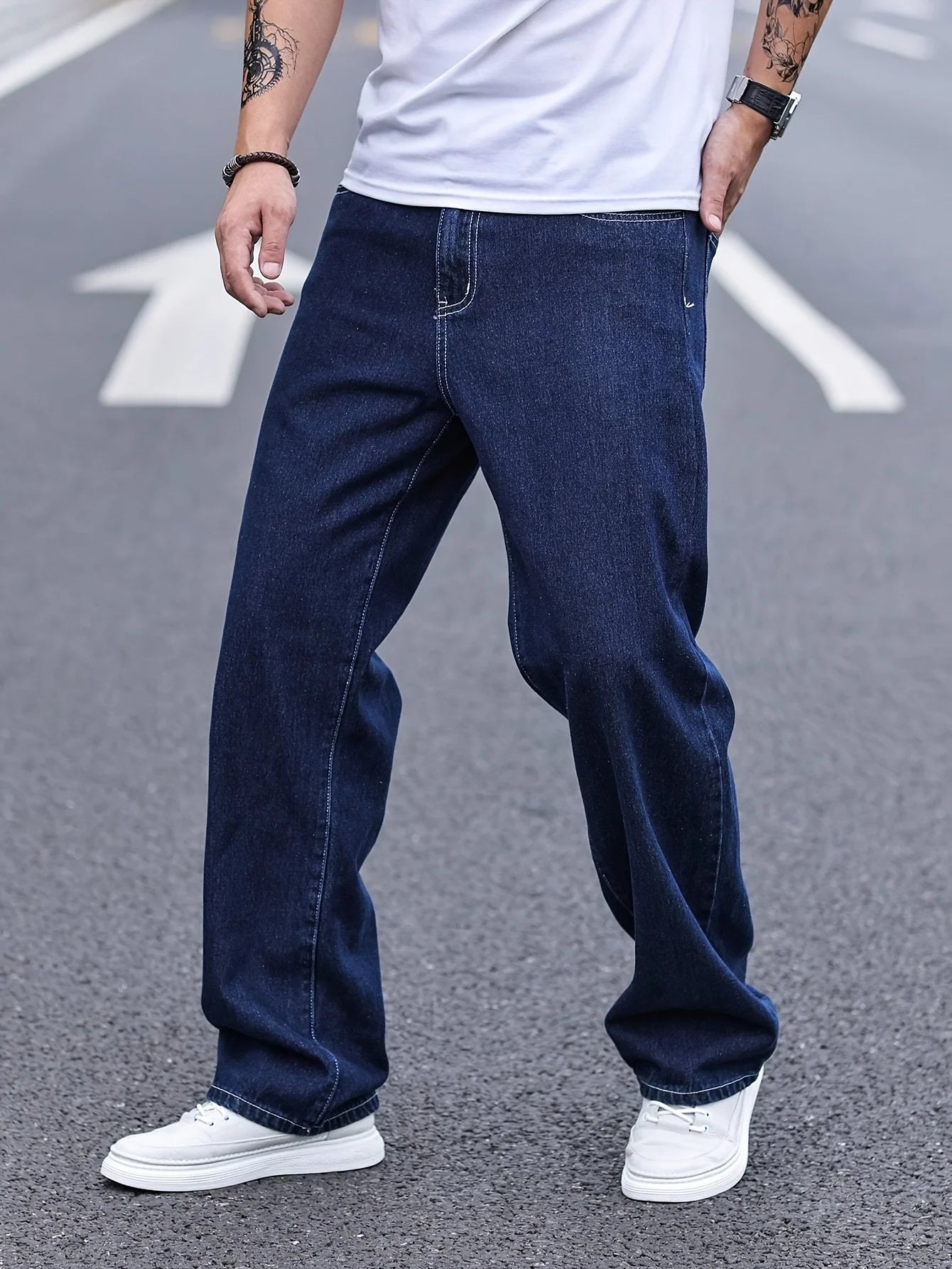 Men's straight-leg jeans, loose wide-leg jeans, cargo hip-hop jeans, stylish versatile long pants