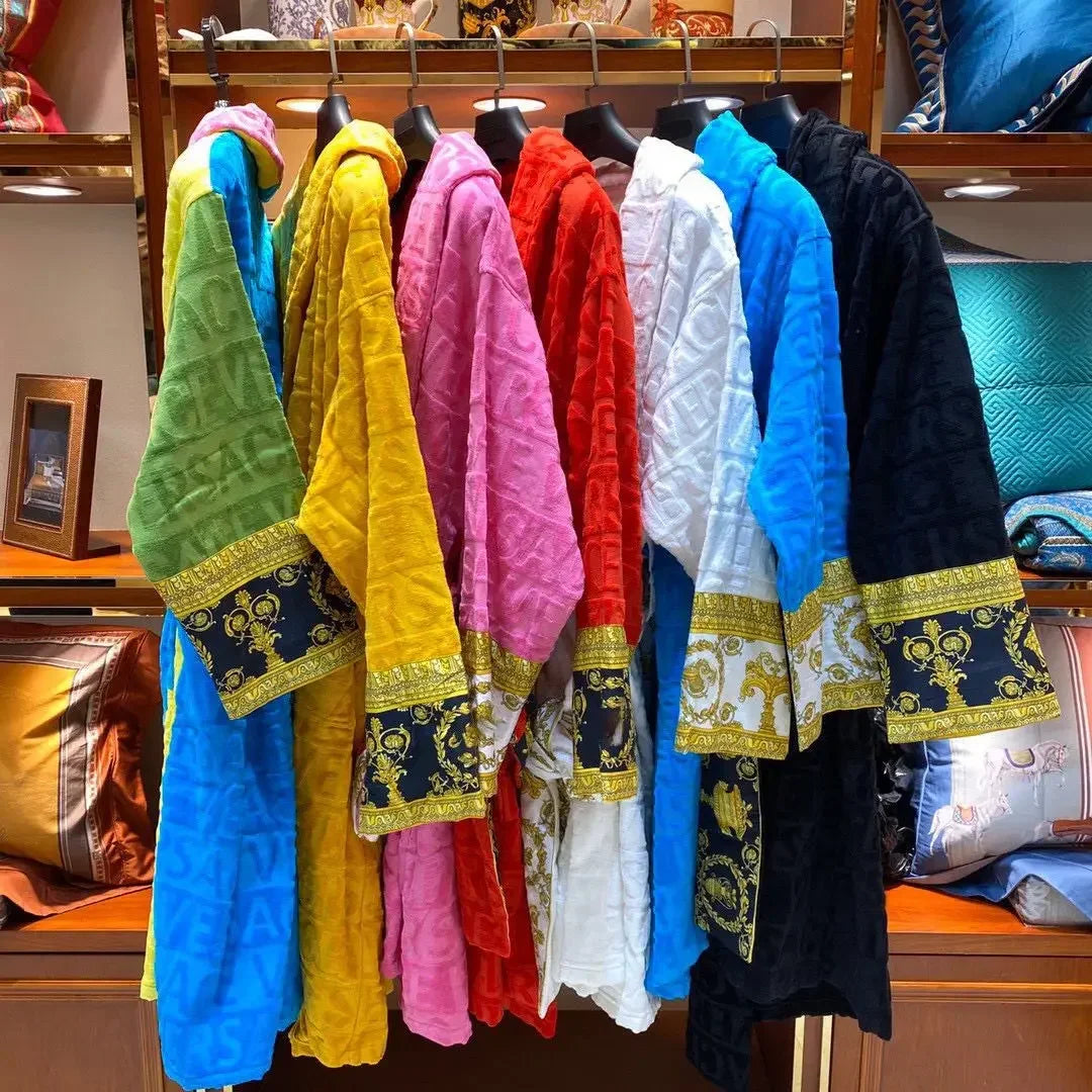 Fashion Autumn Winter Couple Robes - Long Sleeve Adult Bathrobe with Sashes Pockets, Men Women Homewear Pajamas