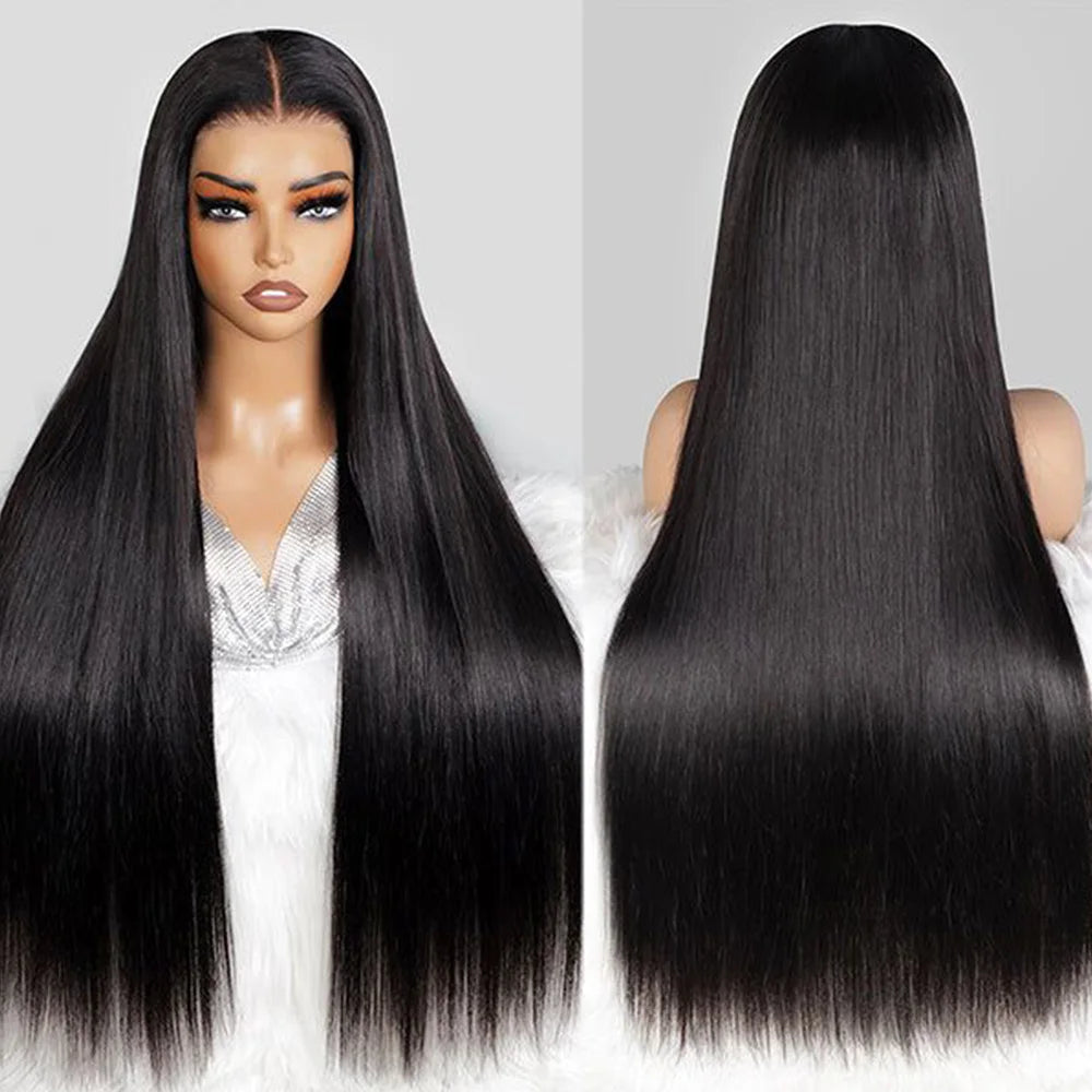 Wowear 24 Inch Straight Lace Front Wigs Human Hair Tape In Hair Extensions Human Hair 20pcs 50g Natural Black Wig Brazilian Hair