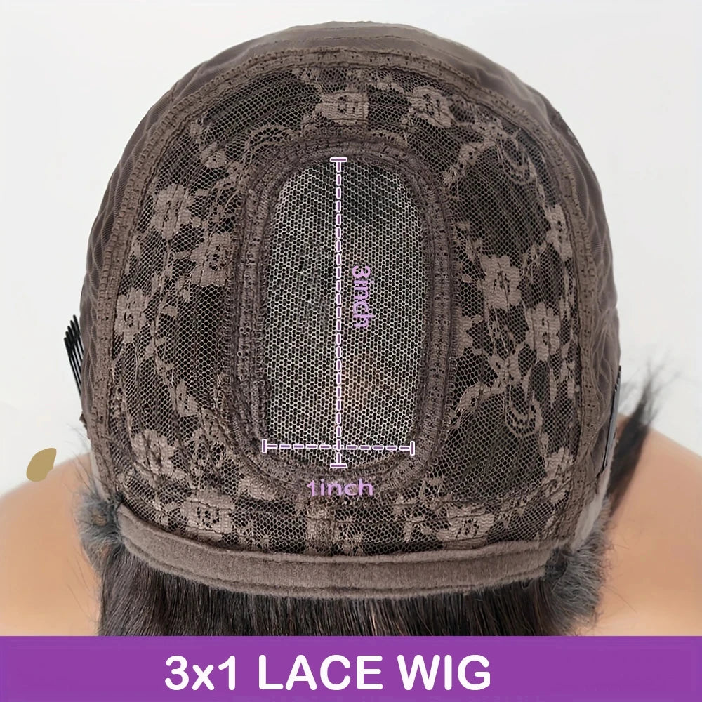 Body Wave Human Hair Wig with Bangs Middle Part 3x1 Lace Frontal Wig with Bangs Brazilian Human Hair Body Wave 34 Inch for Women