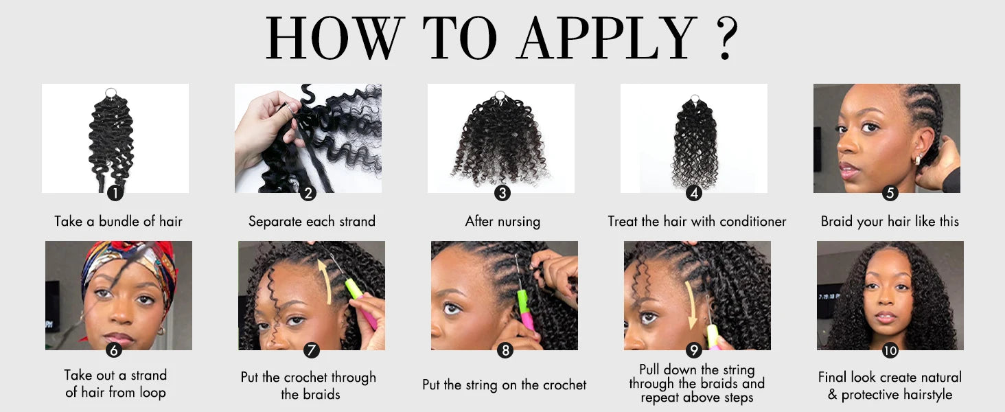 16A Kinky Curly Crochet Human Hair Knotless Pre-Separated Crochet Hair Extensions With String Curly Pre-Looped Feather Hair